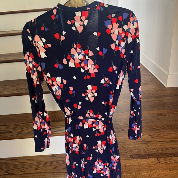 Boden Navy Floral Wrap Dress – Size 10 Petite - Picture 2 of 4